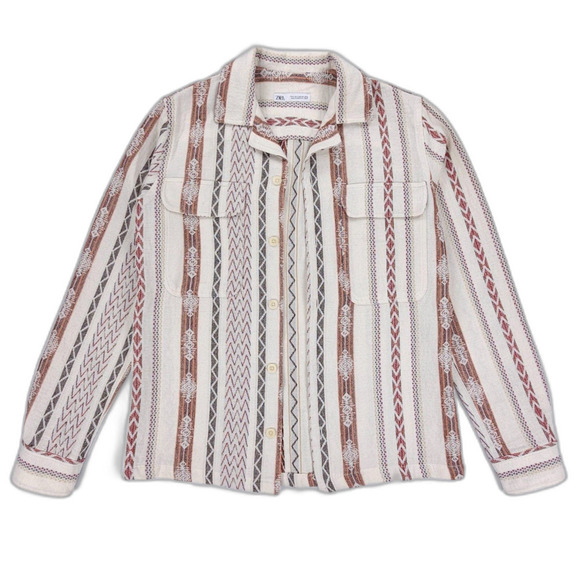 NEW Zara Man Southwestern Print Jacquard Shirt Jacket Shacket 70s Boho Minimal - Picture 7 of 7